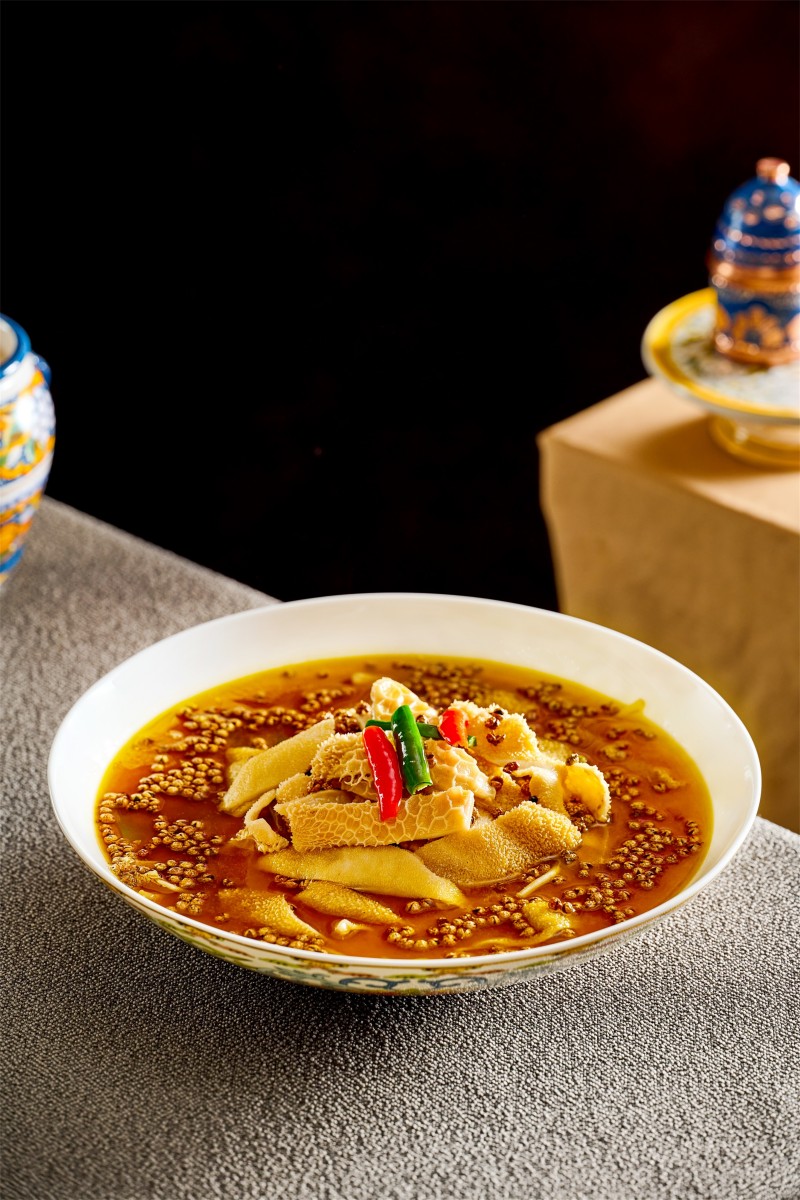 Pepper and sesame lamb tripe