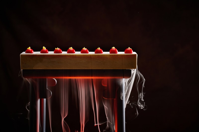 Raspberry cherry foie gras