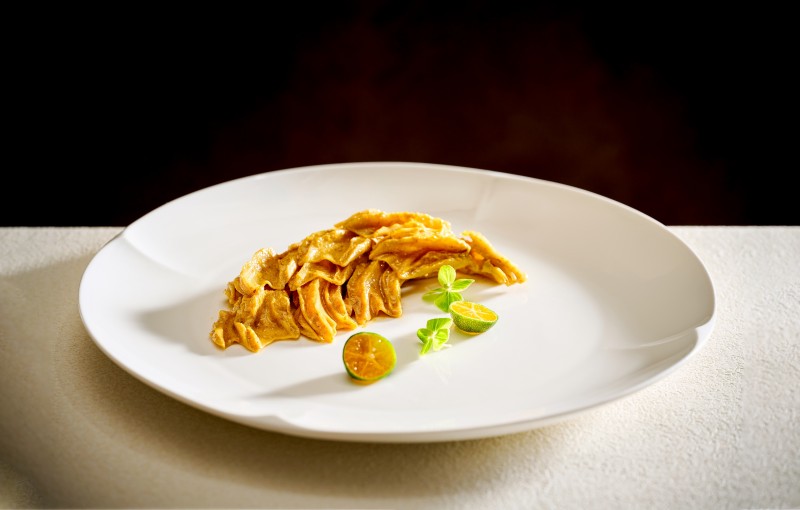 Duck webs with mustard sauce