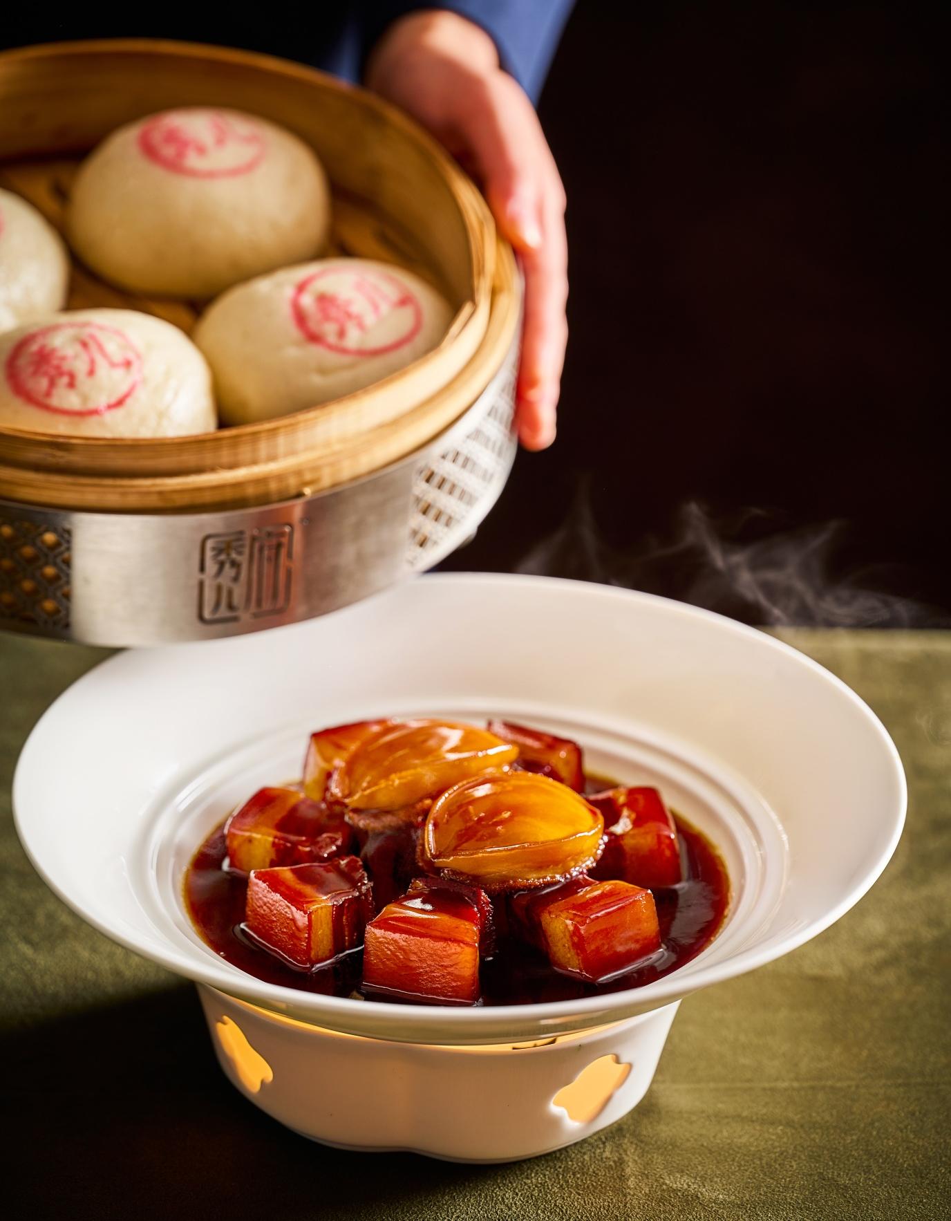 Abalone Braised pork belly with wine and Mantou